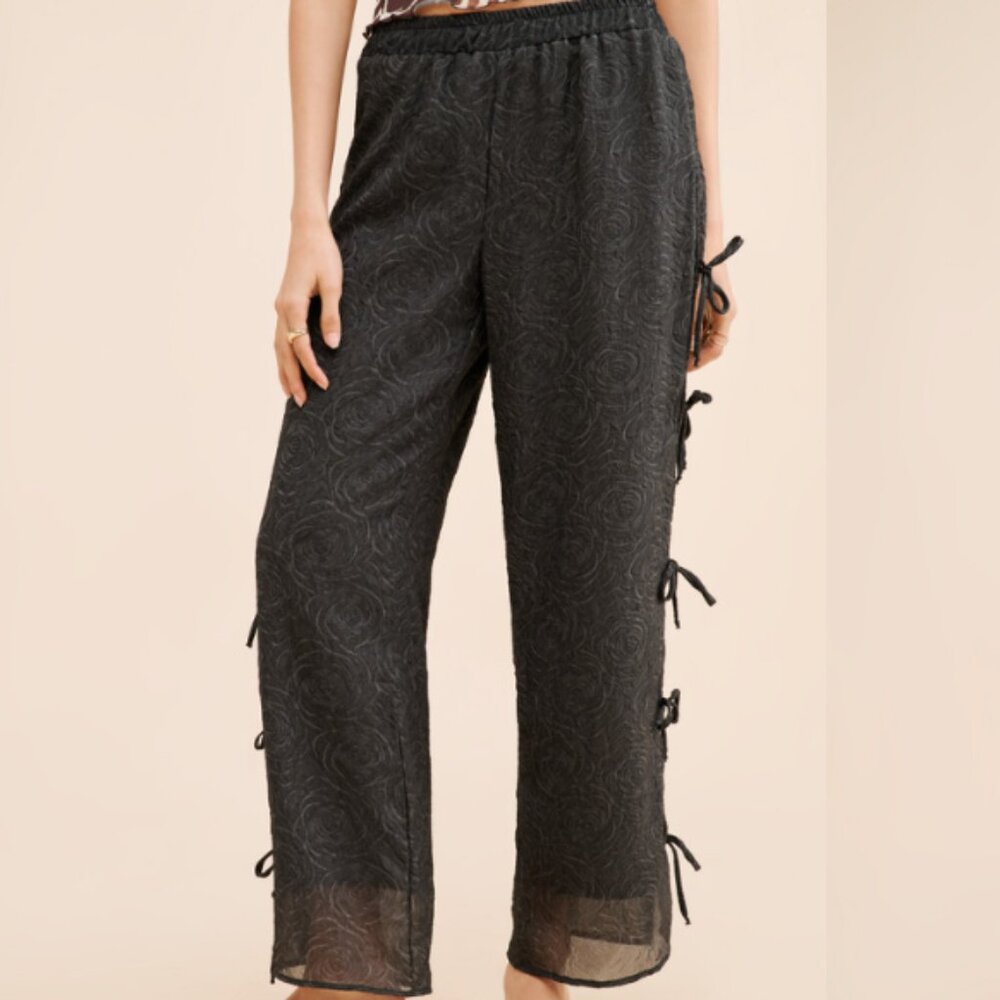 Evelyn Tie Pants Lisa Says Gah - Black Rosette